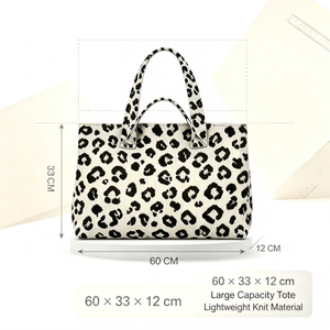 Sac fourre-tout tendance pour femme en jacquard à motif léopard, avec logo personnalisé, pour usage quotidien, plage et shopping - Product Image 4
