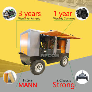 Compresor de Tornillo Diésel Portátil de 18 bar y 700 cfm, 194 kW, 260 HP, Motor APCOM, Compresor de Aire de Tornillo Diésel con Ruedas - Product Image 4