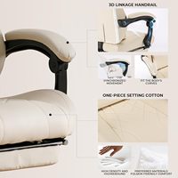 Chaise de jeu en cuir de direction beige avec repose-pieds chaise de bureau d'ordinateur de ménage chaise de jeu à dossier haut avec pause de midi avec Massage