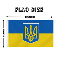 Vente en gros de drapeaux ukrainiens en polyester avec logo personnalisé de 3*5 pieds Décorations de vacances pour événements en soie pour agences de voyages automobiles