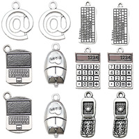 Vente en gros Nouveau DIY Souris Clavier Ordinateur Métal Formes Multiples Argent Série Flip Téléphone Créatif Pendentif Accessoires