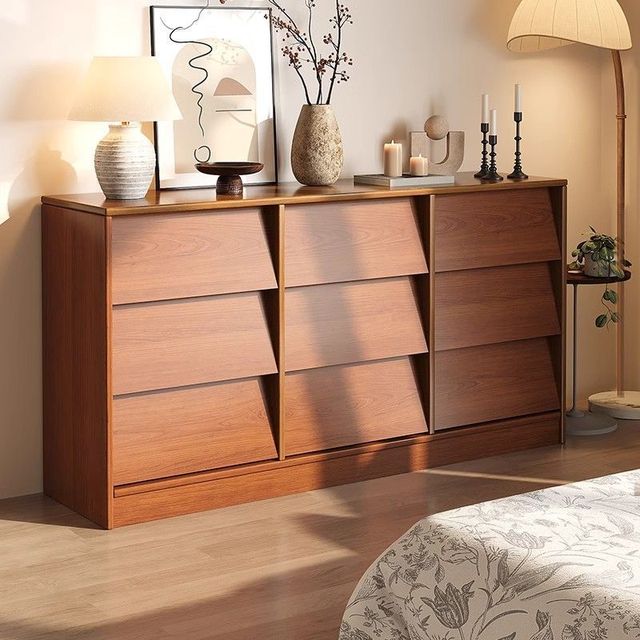 Solid Wood Modern European Nine-Drawer Bedroom & Living Room Storage Dresser with Self-Installation