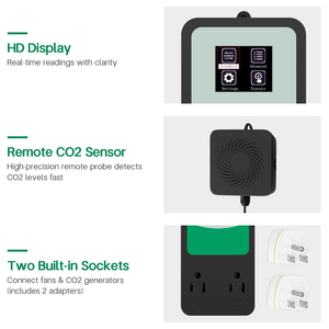 Controlador de <span class=keywords><strong>CO2</strong></span> para sala de cultivo hidropónico de invernadero con regulador de dosis Control de ventilador de ventilación Detector de gas IR Rango de 0-40000 ppm - Product Image 5