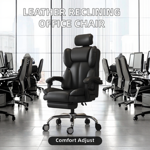 High Back Leather Contemporary Ergonomic Lift <b>Chair</b> with Adjustable <b>Reclining</b> and -Footrest - Product Image 2