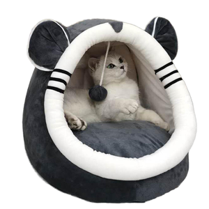 Lit pour chat en gros, motif uni mignon, chaud et doux pour petits animaux, <span class=keywords><strong>grotte</strong></span> pour chat avec jouet - Product Image 1