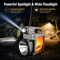 Lanterne de camping à flamme simulée W5160A, projecteur solaire LED, charge rapide Type-C, sortie USB rechargeable, 1700 lumens, 6000 mAh