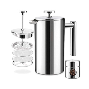 Modern 1000ml large capacity double wall insulated french press coffee maker