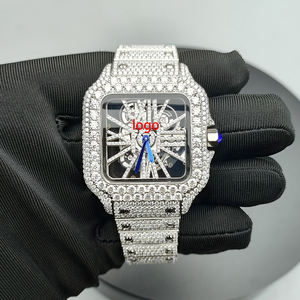 Topmerk VVS saffier horloges, hiphop stijl ijsblauwe kleur uitgeholde automatische mechanische designer horloges - Product Image 1