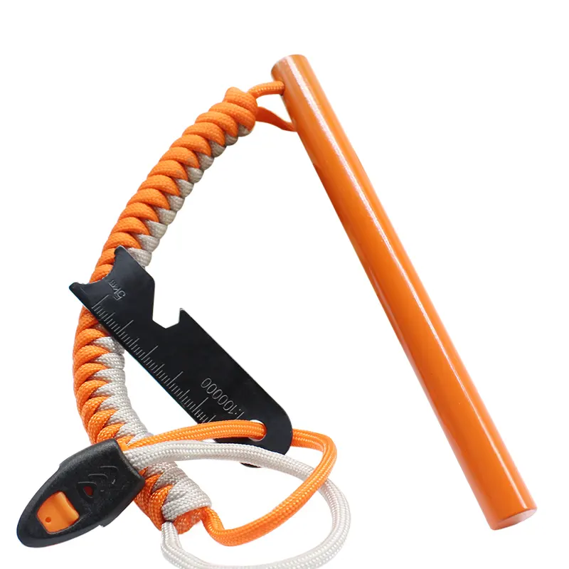 1/2" Thick 20000 ignitions Orange Outdoor Adventure Firesteel Fire Starter Kit with Survival Paracord Handle