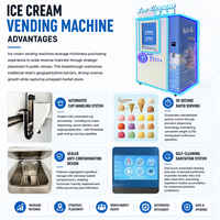 Machine distributrice de crème glacée commerciale à prix d'usine, écran tactile 32 pouces, sans surveillance, Wifi/4G, paiement par carte de crédit