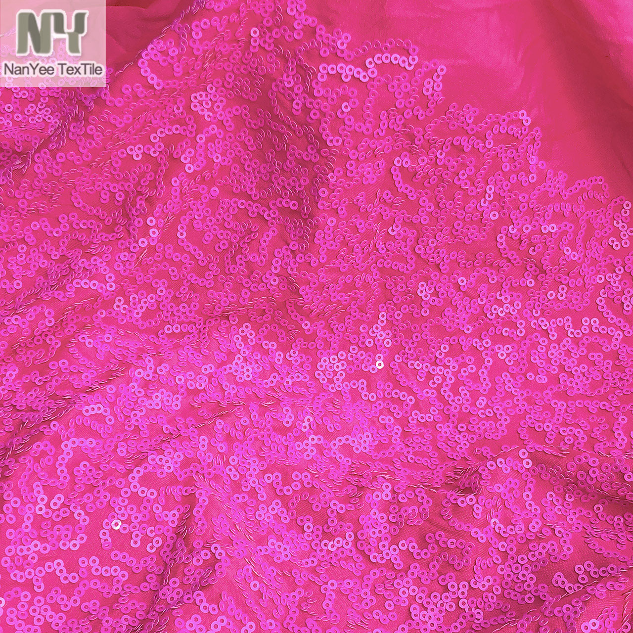 Nanyee текстильная неоновая розовая вышитая 3 мм, вязаная ткань с блестками, стрейч-ткань для танцевальной одежды