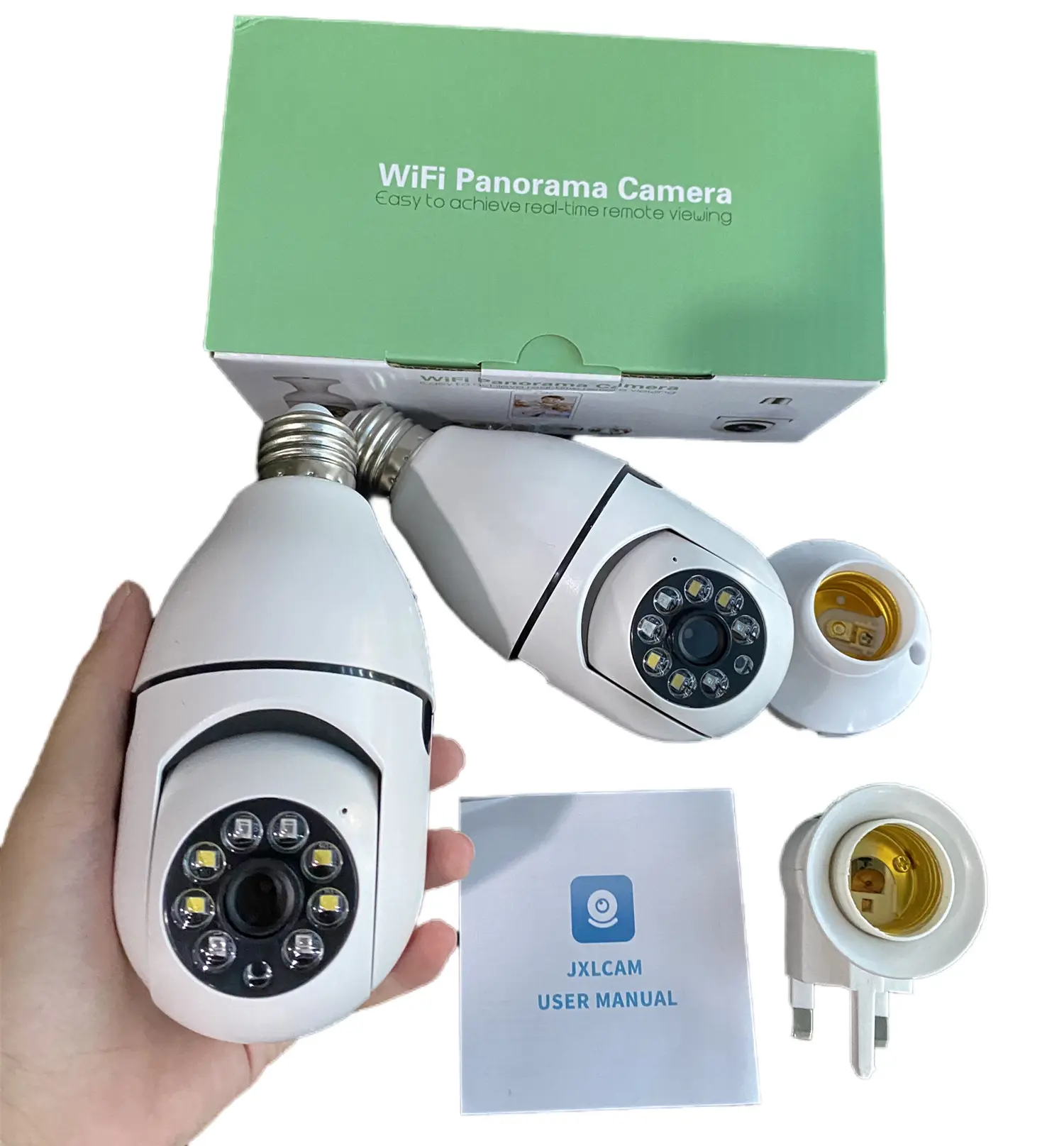 E27Wifi ampul kamera soket tam renkli 1080P 360 panoramik CCTV IP kamera PTZ ampul kamera