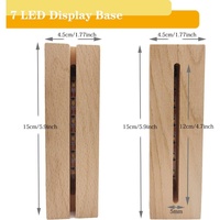 Lampe de nuit LED rectangulaire en bois de 15 cm, 20 cm, 24 cm, 30 cm, avec support d'affichage USB, base en bois, pour affichage d'art en acrylique, cristal, résine, chambre à coucher