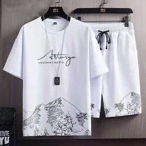Ensemble T-shirt et pantalon d'été pour homme, tendance et très vendu, imprimé décontracté - Product Image 2