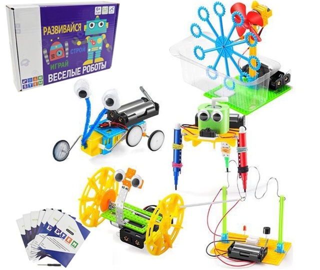Scientific Robot Toy 5 in 1 DIY Plastic Science Experiment Robot Toys Kids Education Learning Toys