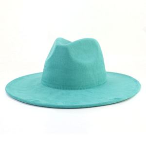 Nouveau Chapeau Fedora en Daim Couleur Unie à Large Bord en Forme de Cœur, Chapeau de Cowboy en Laine à Bord de 10 cm, Style Caractère pour Tenue Décontractée - Product Image 1