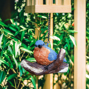 Statue artisanale en résine personnalisée, motif petit oiseau bleu mignon, peinte à la main, pour décoration extérieure de jardin - Product Image 2