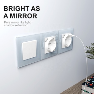 Лидер продаж, немецкая розетка с двойными USB-портами для зарядки типа A + C, Высококачественная разноцветная стеклянная панель, настенная розетка - Product Image 4