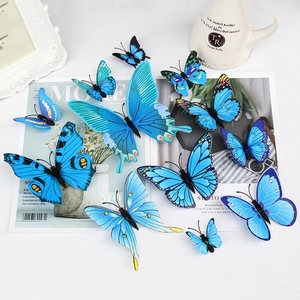 Autocollants <span class=keywords><strong>muraux</strong></span> 3D réalistes en forme de papillon, lot de 12, décalcomanies monocouche ultra-réalistes pour mariage, fête, anniversaire, décoration de fond de maison - Product Image 1