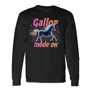 T-shirt à manches longues Gallop Mode On Unicorn, design équestre - Product Image 1