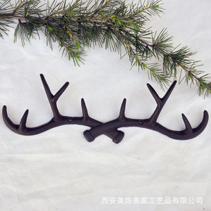 Perchero de pared de hierro fundido con forma de asta de ciervo, con tres o más ganchos para abrigos y gorras, para colocar detrás de puertas o en paredes. - Product Image 5