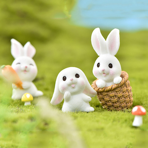 Figuras de Conejo en Resina, Miniaturas de Animales, Conejito con Zanahoria, Adornos para Decoración de Paisajes, Accesorios para Manualidades - Product Image 5