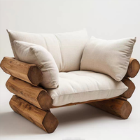 Fauteuil inclinable ergonomique en bois massif STG Industrial Wabi-Sabi, chaise longue de détente, chaise longue écologique pour la salle à manger, la maison, l'hôtel