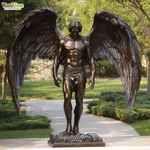 Sculpture de jardin YOUFINE, ange gardien en bronze sur mesure, statue d'homme avec de grandes ailes - Product Image 4