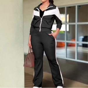 Nuovo Modello 2026 Bestseller: Completo Donna Elegante e Comodo con Felpa Sportiva a Contrasto con Zip e Pantaloni Casual - Product Image 1