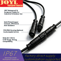 Connecteur d'alimentation circulaire IP68 M10 étanche en cuivre plaqué or mâle-femelle avec câble PVC 110V 5-8A