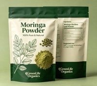Pembuatan Kemasan Makanan Berkualitas Ekspor untuk Bubuk Moringa 100g, Kemasan Kantong 4oz, Kantong Bubuk Moringa