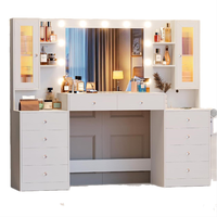 Commode de chambre à coucher en chêne moderne avec miroir éclairé par LED, 10 tiroirs, prise de courant intelligente, écologique, durable, rangement pour appartement