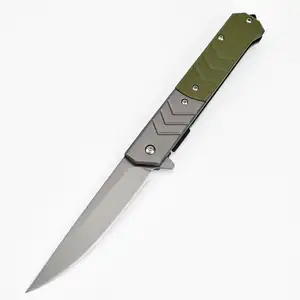 TL299DG titanzed 440C pisau saku klip sabuk pisau pertahanan diri pisau lipat dengan pegangan G10 untuk luar ruangan