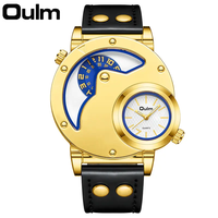 Jam Tangan Pria OULM HP9591A Desain Antik Unik Berkualitas Tinggi dengan Tali Kulit, Cocok untuk Bisnis dan Olahraga, Jam Quartz Relogio Masculino