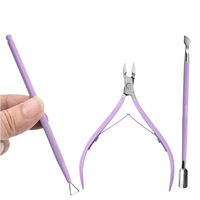 Kit de soin des ongles rose premium, coupe-cuticules fin, repousse-cuticules en acier double fonction et éliminateur de peaux mortes