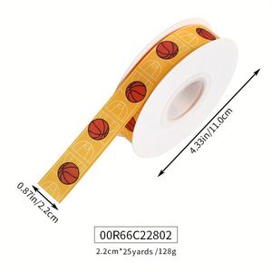 Custom Pattern Sports Ball Athletic 1.6cm/2.2cm 25Yards Stain Grosgrain Ribbon <b>Glitter</b> High Tenacity Game Day Gift Wrapping - Product Image 2