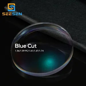 Lentes de bloqueio com luz azul, lentes com bloqueio de luz azul cr39 1.56/ 1.61/ 1.67/ 1.74 e 1.59 pc uv420, corte azul, lente óptica de visão única hmc