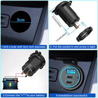 12v double 20W USB-C PD & 18W QC3.0 USB-A avec interrupteur à bouton