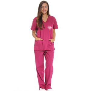 Vêtements médicaux pour infirmière d'hôpital Ensembles de gommage pour femmes Six gommages médicaux de poche (col en V avec pantalon cargo) Six poches - Product Image 1