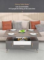 Table basse élégante en bois massif avec plateau relevable, double usage, multifonctionnelle, moderne, en verre trempé, hauteur réglable, mobilier de maison