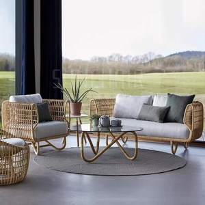 Ensemble de meubles d'extérieur modernes en alliage d'aluminium et rotin, table et canapé, imperméables, pour parc, hôtel, cour et villa - Product Image 5