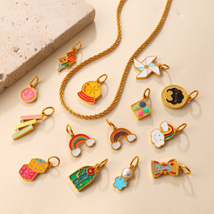 Breloques mignonnes en alliage de zinc, motif cœur souriant arc-en-ciel, accessoires de bijoux DIY, cadeau unisexe - Product Image 2