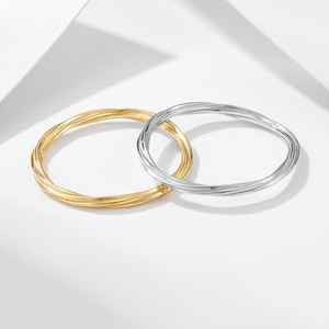 LUMINA gioielli alla moda semplice S925 anello in argento puro con linee geometriche avvolti intorno per le donne - Product Image 3