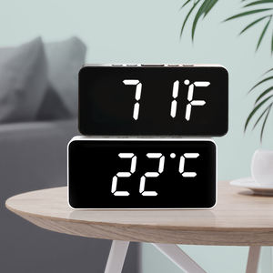 Horloge de table de chevet avec miroir LED, alarme, affichage numérique, calendrier, température, cadeau promotionnel, grand écran LED, horloge de bureau pour chambre à coucher - Product Image 3