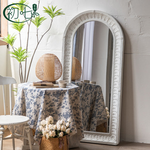 French Country Floor Mirror Oval <b>Metal</b> <b>Frame</b> Home Use Full Length Mirror - Product Image 1