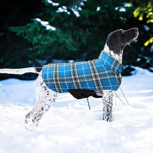 Azul Plaid <span class=keywords><strong>Dog</strong></span> Inverno Casaco Grosso Quente Outdoor Pet Roupas para Tempo Frio Elegante Checkered <span class=keywords><strong>Jacket</strong></span> - Product Image 6