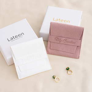 Custom Logo Jewelry Packaging Set Sliding Drawer <b>Gift</b> Box with Microfiber Pouch Jewelry <b>Envelope</b> for Ring Necklace - Product Image 5