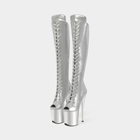 Nouvelles Chaussures de Pole Dance Imperméables à Talon Haut de 20 cm/8 pouces, Plateforme Peep Toe à Lacets pour Femmes, Collection Automne/Hiver Moderne