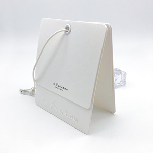 ป้ายแขวนเสื้อผ้าแบบพับได้ป้ายของขวัญกระดาษพื้นผิวป้ายของขวัญผลิตภัณฑ์ QR โค้ดกระดาษแบบกำหนดเอง - Product Image 5