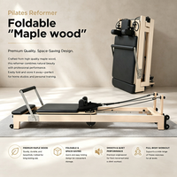 Reformer Pilates Professionnel Pliable en Érable Écologique, Gain de Place, Multi-usage, Portable, Réglable pour la Maison et le Studio